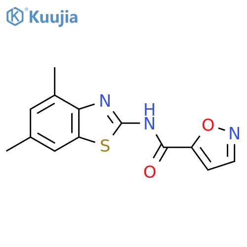 N-(4,6-dimethyl-1,3-benzothiazol-2-yl)-1,2-oxazole-5-carboxamide structure
