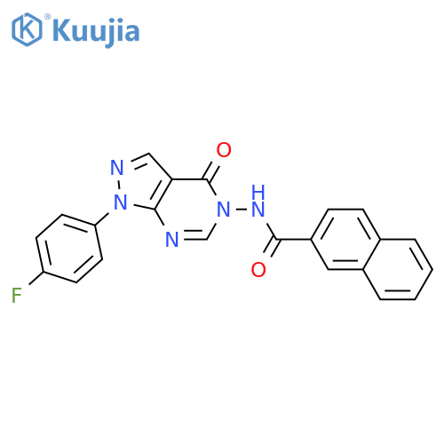N-1-(4-fluorophenyl)-4-oxo-1H,4H,5H-pyrazolo3,4-dpyrimidin-5-ylnaphthalene-2-carboxamide structure