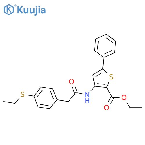ethyl 3-{2-4-(ethylsulfanyl)phenylacetamido}-5-phenylthiophene-2-carboxylate structure