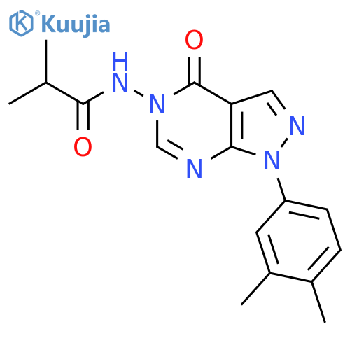 N-1-(3,4-dimethylphenyl)-4-oxo-1H,4H,5H-pyrazolo3,4-dpyrimidin-5-yl-2-methylpropanamide structure
