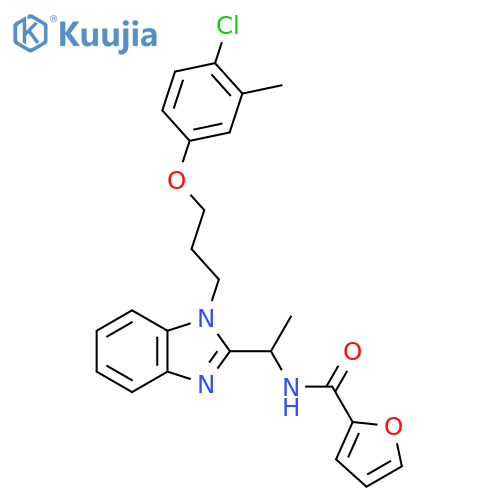 N-(1-{1-3-(4-chloro-3-methylphenoxy)propyl-1H-1,3-benzodiazol-2-yl}ethyl)furan-2-carboxamide structure
