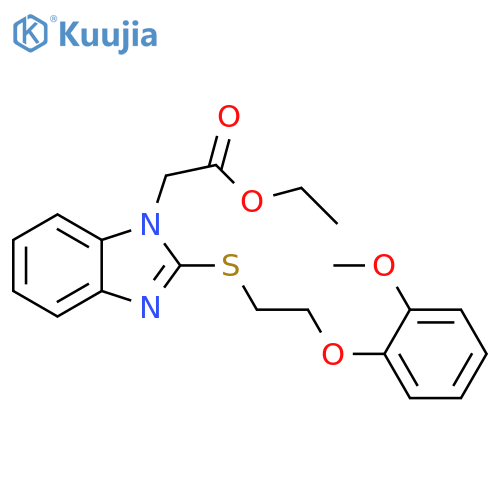 ethyl 2-(2-{2-(2-methoxyphenoxy)ethylsulfanyl}-1H-1,3-benzodiazol-1-yl)acetate structure
