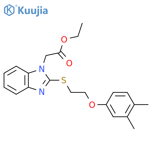 ethyl 2-(2-{2-(3,4-dimethylphenoxy)ethylsulfanyl}-1H-1,3-benzodiazol-1-yl)acetate structure