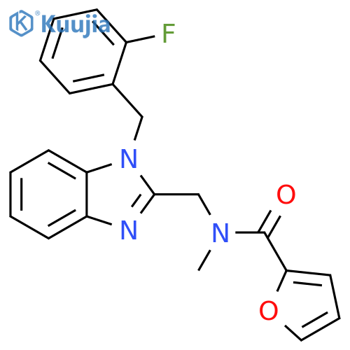 N-({1-(2-fluorophenyl)methyl-1H-1,3-benzodiazol-2-yl}methyl)-N-methylfuran-2-carboxamide structure