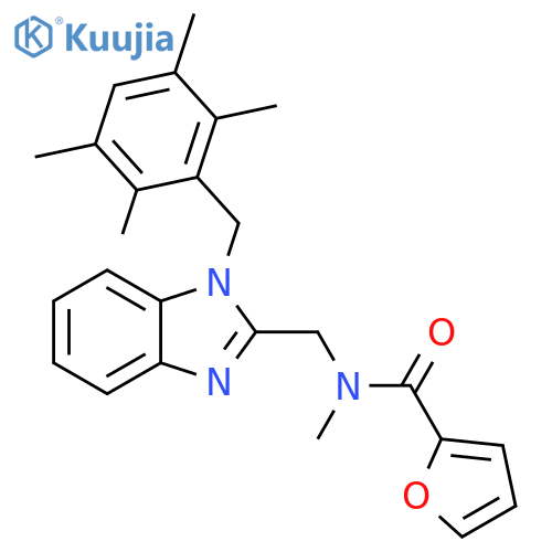 N-methyl-N-({1-(2,3,5,6-tetramethylphenyl)methyl-1H-1,3-benzodiazol-2-yl}methyl)furan-2-carboxamide structure