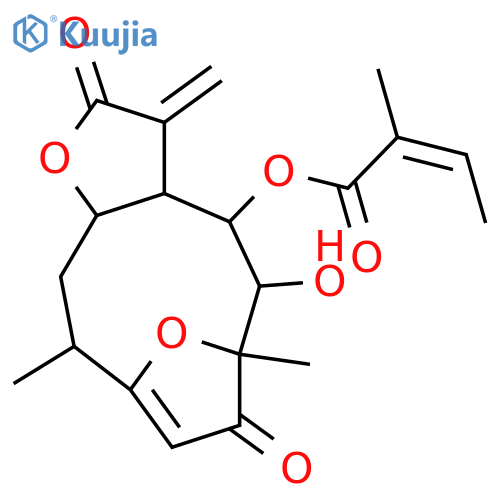 (3aS,4S,5R,6R,10S)-5-hydroxy-6,10-dimethyl-3-methylidene-2,7-dioxo-2,3,3a,4,5,6,7,10,11,11a-decahydro-6,9-epoxycyclodeca[b]furan-4-yl (2E)-2-methylbut-2-enoate structure