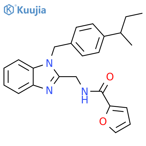N-(1-{4-(butan-2-yl)phenylmethyl}-1H-1,3-benzodiazol-2-yl)methylfuran-2-carboxamide structure