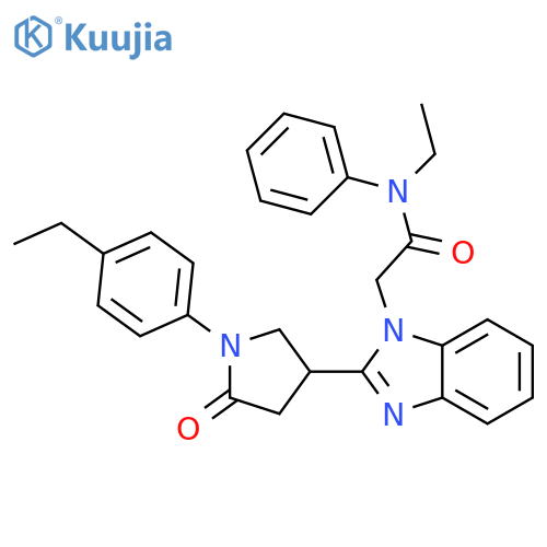 N-ethyl-2-{2-1-(4-ethylphenyl)-5-oxopyrrolidin-3-yl-1H-1,3-benzodiazol-1-yl}-N-phenylacetamide structure