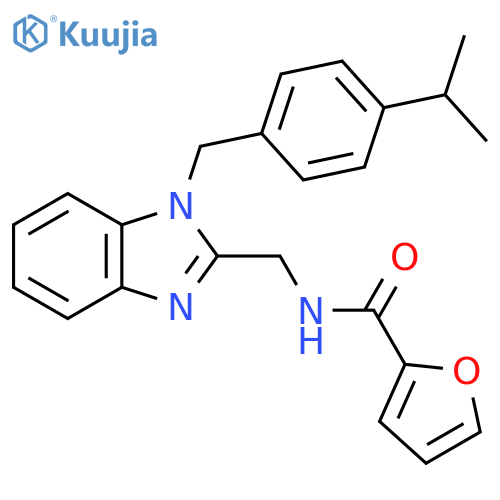 N-(1-{4-(propan-2-yl)phenylmethyl}-1H-1,3-benzodiazol-2-yl)methylfuran-2-carboxamide structure