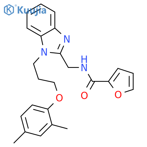 N-({1-3-(2,4-dimethylphenoxy)propyl-1H-1,3-benzodiazol-2-yl}methyl)furan-2-carboxamide structure