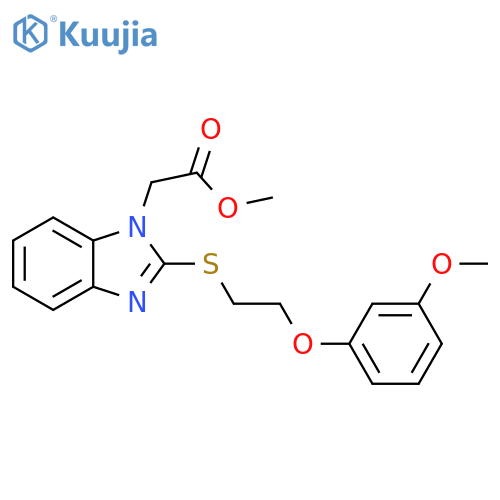 methyl 2-(2-{2-(3-methoxyphenoxy)ethylsulfanyl}-1H-1,3-benzodiazol-1-yl)acetate structure