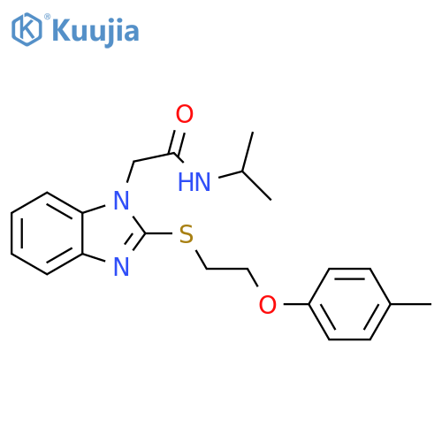 2-(2-{2-(4-methylphenoxy)ethylsulfanyl}-1H-1,3-benzodiazol-1-yl)-N-(propan-2-yl)acetamide structure