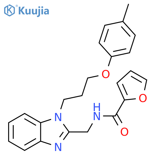 N-({1-3-(4-methylphenoxy)propyl-1H-1,3-benzodiazol-2-yl}methyl)furan-2-carboxamide structure