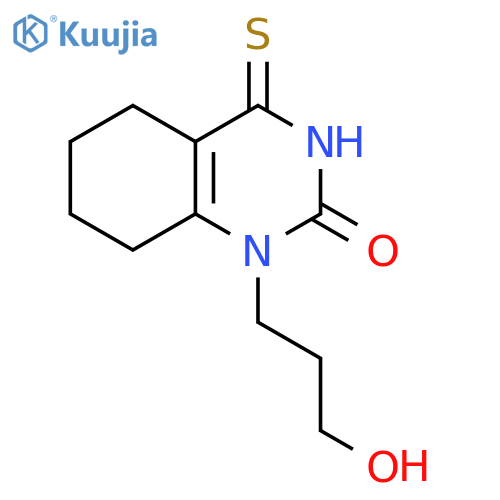 1-(3-hydroxypropyl)-4-sulfanylidene-1,2,3,4,5,6,7,8-octahydroquinazolin-2-one structure