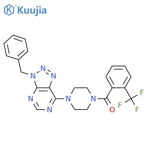1-{3-benzyl-3H-1,2,3triazolo4,5-dpyrimidin-7-yl}-4-2-(trifluoromethyl)benzoylpiperazine structure