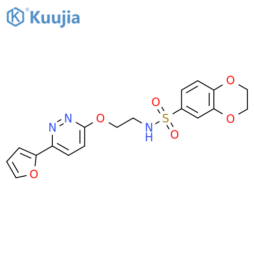 N-(2-{6-(furan-2-yl)pyridazin-3-yloxy}ethyl)-2,3-dihydro-1,4-benzodioxine-6-sulfonamide structure