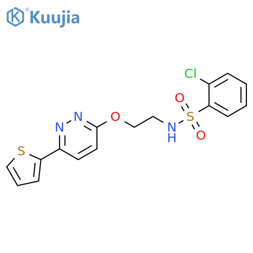 2-chloro-N-(2-{6-(thiophen-2-yl)pyridazin-3-yloxy}ethyl)benzene-1-sulfonamide structure