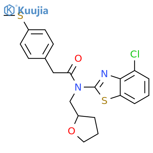 N-(4-chloro-1,3-benzothiazol-2-yl)-2-4-(methylsulfanyl)phenyl-N-(oxolan-2-yl)methylacetamide structure