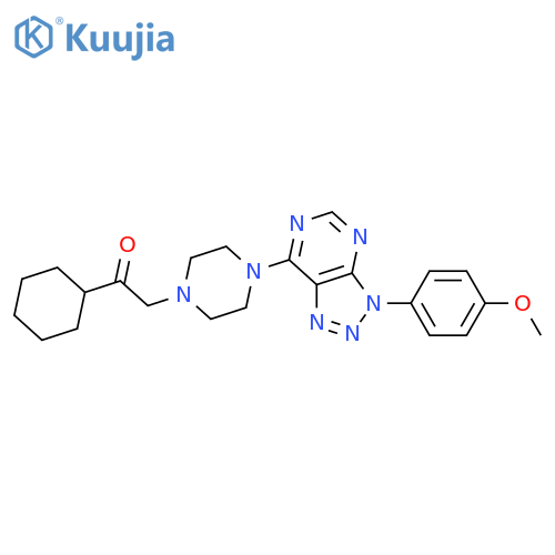 2-cyclohexyl-1-{4-3-(4-methoxyphenyl)-3H-1,2,3triazolo4,5-dpyrimidin-7-ylpiperazin-1-yl}ethan-1-one structure