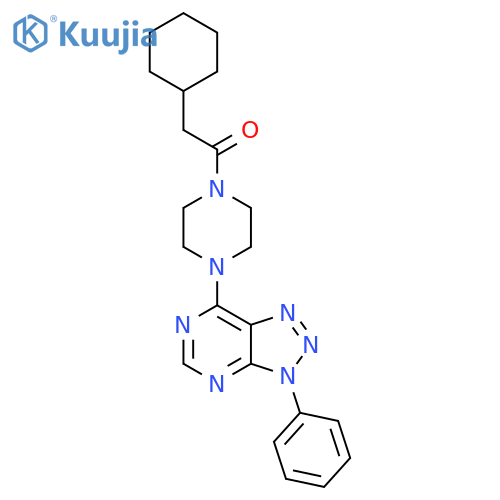 2-cyclohexyl-1-(4-{3-phenyl-3H-1,2,3triazolo4,5-dpyrimidin-7-yl}piperazin-1-yl)ethan-1-one structure