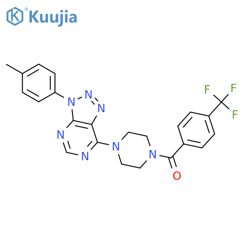 1-3-(4-methylphenyl)-3H-1,2,3triazolo4,5-dpyrimidin-7-yl-4-4-(trifluoromethyl)benzoylpiperazine structure