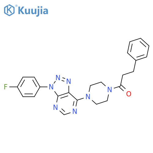 1-{4-3-(4-fluorophenyl)-3H-1,2,3triazolo4,5-dpyrimidin-7-ylpiperazin-1-yl}-3-phenylpropan-1-one structure