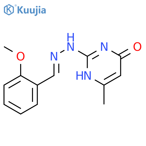 2-{(2E)-2-[(2-methoxyphenyl)methylidene]hydrazino}-6-methylpyrimidin-4(1H)-one structure