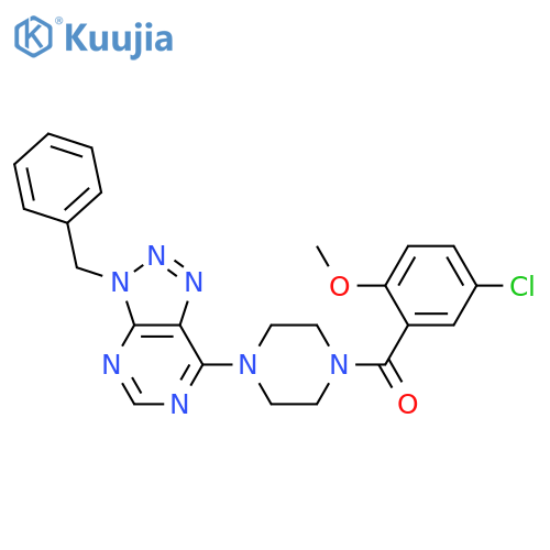 1-{3-benzyl-3H-1,2,3triazolo4,5-dpyrimidin-7-yl}-4-(5-chloro-2-methoxybenzoyl)piperazine structure