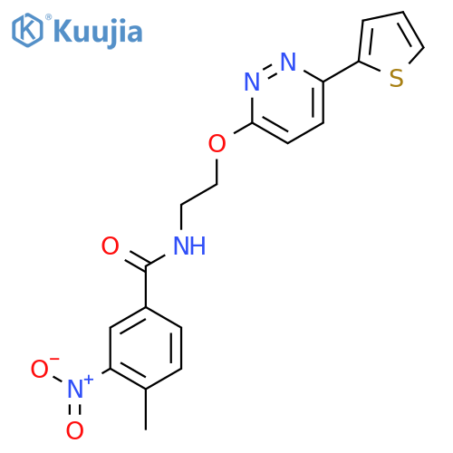 4-methyl-3-nitro-N-(2-{6-(thiophen-2-yl)pyridazin-3-yloxy}ethyl)benzamide structure