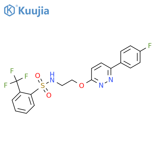 N-(2-{6-(4-fluorophenyl)pyridazin-3-yloxy}ethyl)-2-(trifluoromethyl)benzene-1-sulfonamide structure