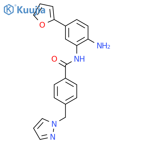 Benzamide, N-[2-amino-5-(2-furanyl)phenyl]-4-(1H-pyrazol-1-ylmethyl)- structure
