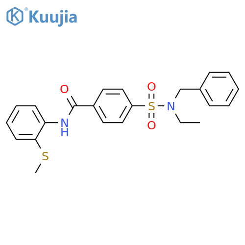 4-benzyl(ethyl)sulfamoyl-N-2-(methylsulfanyl)phenylbenzamide structure