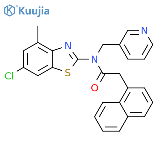 N-(6-chloro-4-methyl-1,3-benzothiazol-2-yl)-2-(naphthalen-1-yl)-N-(pyridin-3-yl)methylacetamide structure