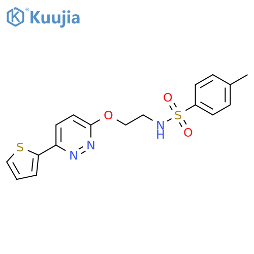 4-methyl-N-(2-{6-(thiophen-2-yl)pyridazin-3-yloxy}ethyl)benzene-1-sulfonamide structure