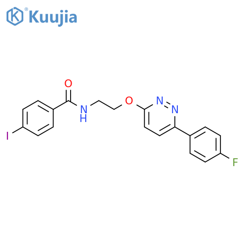 N-(2-{6-(4-fluorophenyl)pyridazin-3-yloxy}ethyl)-4-iodobenzamide structure