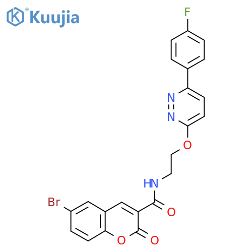 6-bromo-N-(2-{6-(4-fluorophenyl)pyridazin-3-yloxy}ethyl)-2-oxo-2H-chromene-3-carboxamide structure