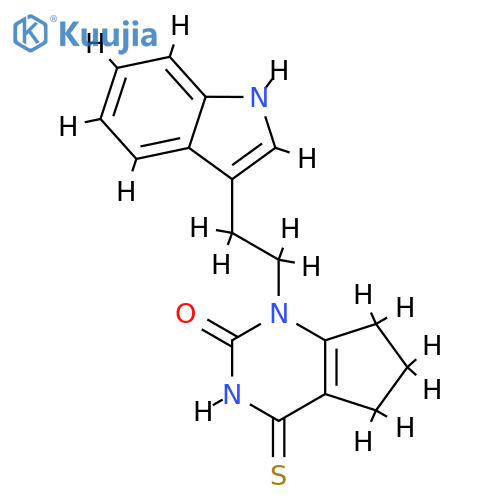 1-2-(1H-indol-3-yl)ethyl-4-sulfanylidene-1H,2H,3H,4H,5H,6H,7H-cyclopentadpyrimidin-2-one structure
