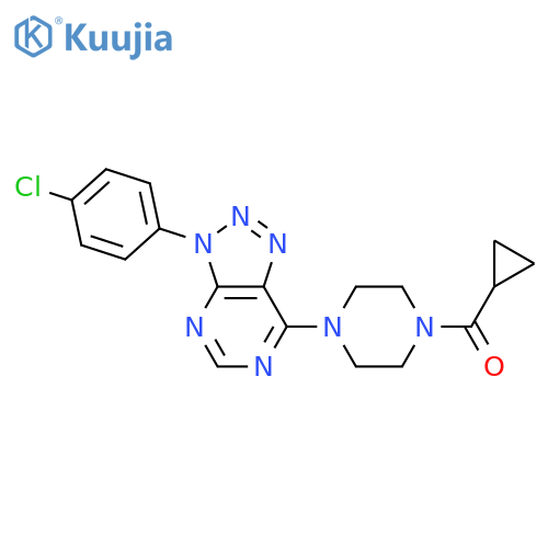 1-3-(4-chlorophenyl)-3H-1,2,3triazolo4,5-dpyrimidin-7-yl-4-cyclopropanecarbonylpiperazine structure