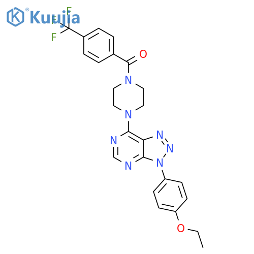 1-3-(4-ethoxyphenyl)-3H-1,2,3triazolo4,5-dpyrimidin-7-yl-4-4-(trifluoromethyl)benzoylpiperazine structure