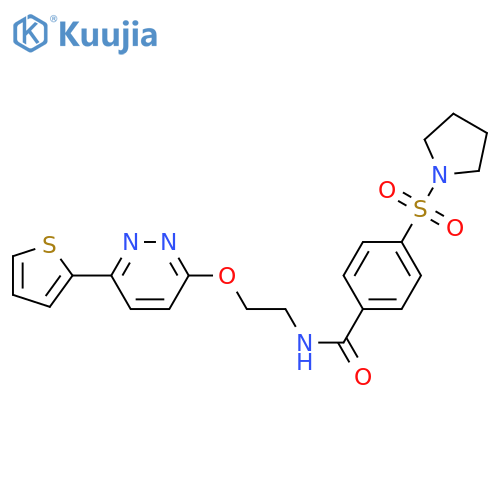 4-(pyrrolidine-1-sulfonyl)-N-(2-{6-(thiophen-2-yl)pyridazin-3-yloxy}ethyl)benzamide structure