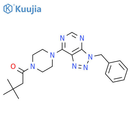 1-(4-{3-benzyl-3H-1,2,3triazolo4,5-dpyrimidin-7-yl}piperazin-1-yl)-3,3-dimethylbutan-1-one structure