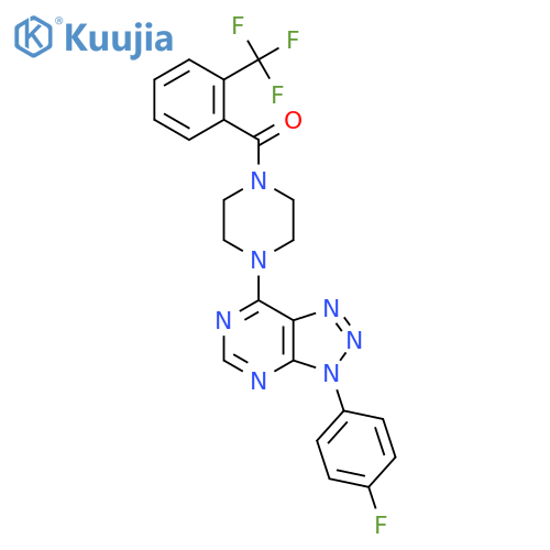 1-3-(4-fluorophenyl)-3H-1,2,3triazolo4,5-dpyrimidin-7-yl-4-2-(trifluoromethyl)benzoylpiperazine structure