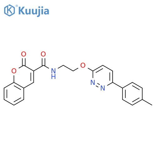 N-(2-{6-(4-methylphenyl)pyridazin-3-yloxy}ethyl)-2-oxo-2H-chromene-3-carboxamide structure