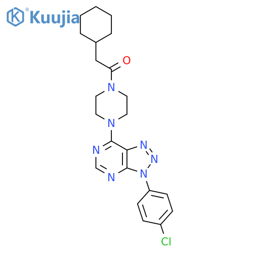 1-{4-3-(4-chlorophenyl)-3H-1,2,3triazolo4,5-dpyrimidin-7-ylpiperazin-1-yl}-2-cyclohexylethan-1-one structure