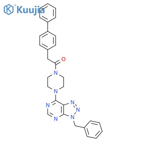 1-(4-{3-benzyl-3H-1,2,3triazolo4,5-dpyrimidin-7-yl}piperazin-1-yl)-2-{1,1'-biphenyl-4-yl}ethan-1-one structure