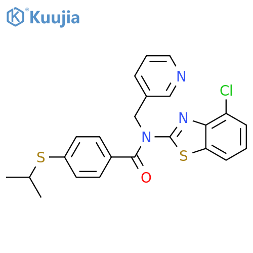 N-(4-chloro-1,3-benzothiazol-2-yl)-4-(propan-2-ylsulfanyl)-N-(pyridin-3-yl)methylbenzamide structure