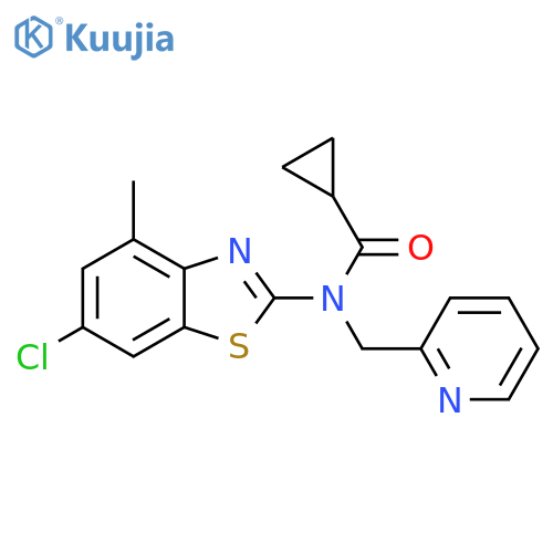 N-(6-chloro-4-methyl-1,3-benzothiazol-2-yl)-N-(pyridin-2-yl)methylcyclopropanecarboxamide structure