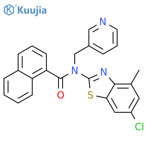 N-(6-chloro-4-methyl-1,3-benzothiazol-2-yl)-N-(pyridin-3-yl)methylnaphthalene-1-carboxamide structure