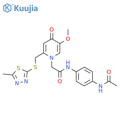 N-(4-acetamidophenyl)-2-(5-methoxy-2-{(5-methyl-1,3,4-thiadiazol-2-yl)sulfanylmethyl}-4-oxo-1,4-dihydropyridin-1-yl)acetamide structure