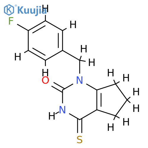 1-(4-fluorophenyl)methyl-4-sulfanylidene-1H,2H,3H,4H,5H,6H,7H-cyclopentadpyrimidin-2-one structure